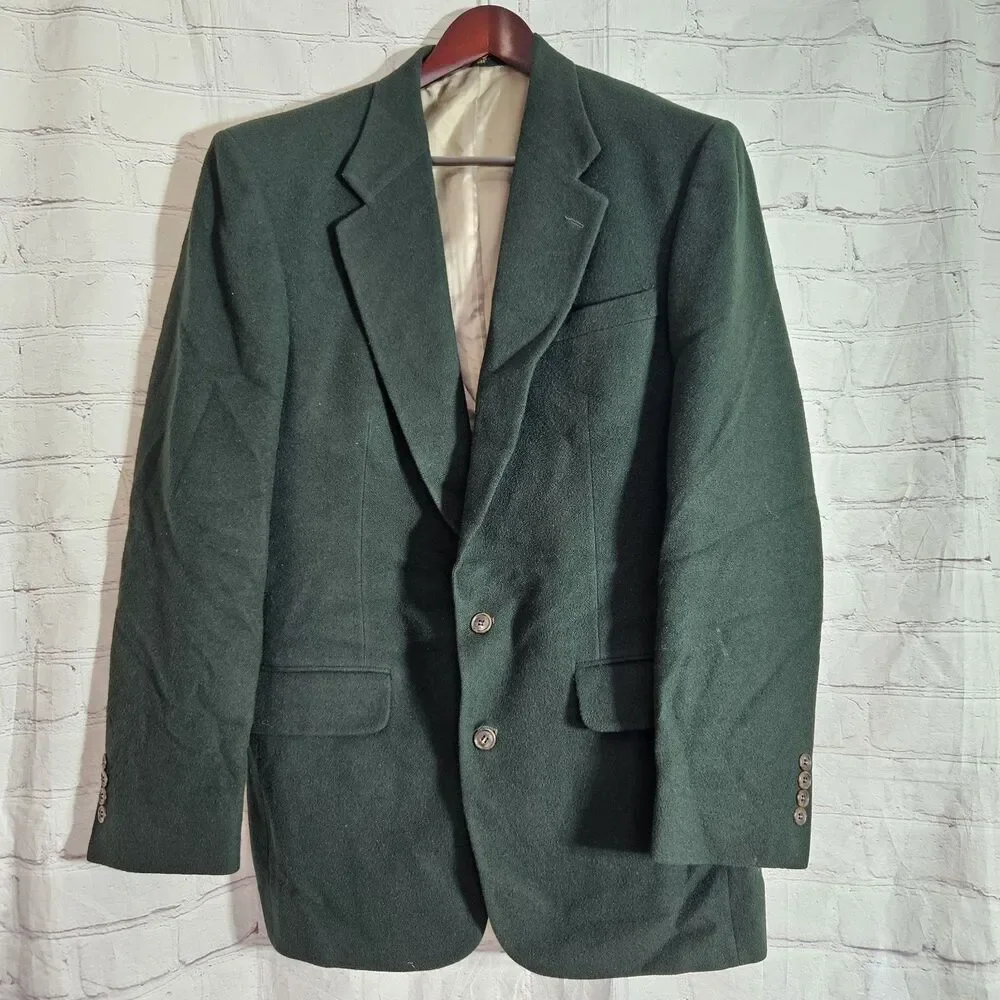 Dark Academia Stafford Mens 40L Green 100% Camel Hair 2-Button Blazer Sport Coat